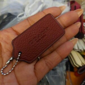 Coach Maroon Leather Keychain